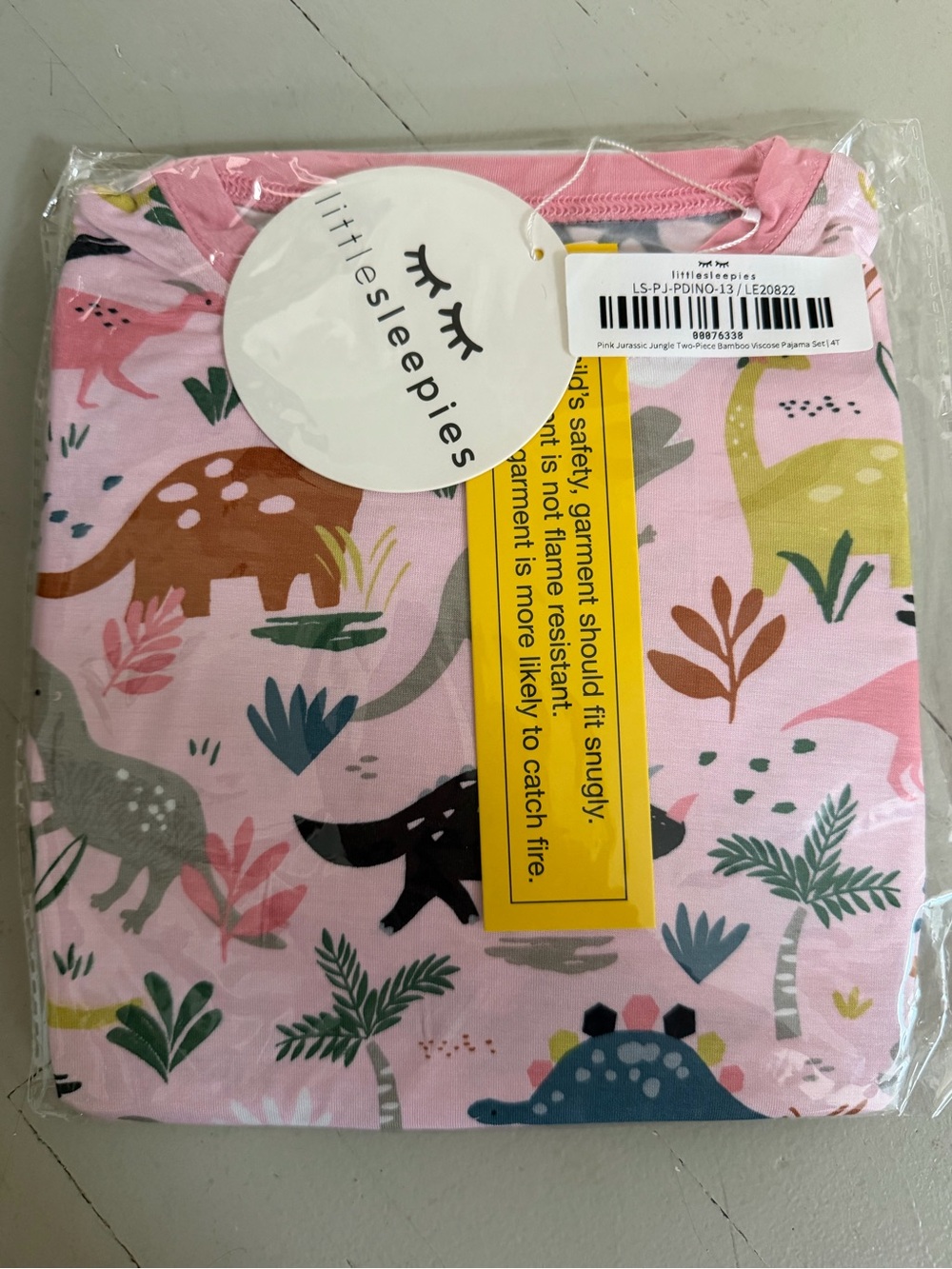 Little Sleepies Pink Dinosaur Print Kids Pajama Set